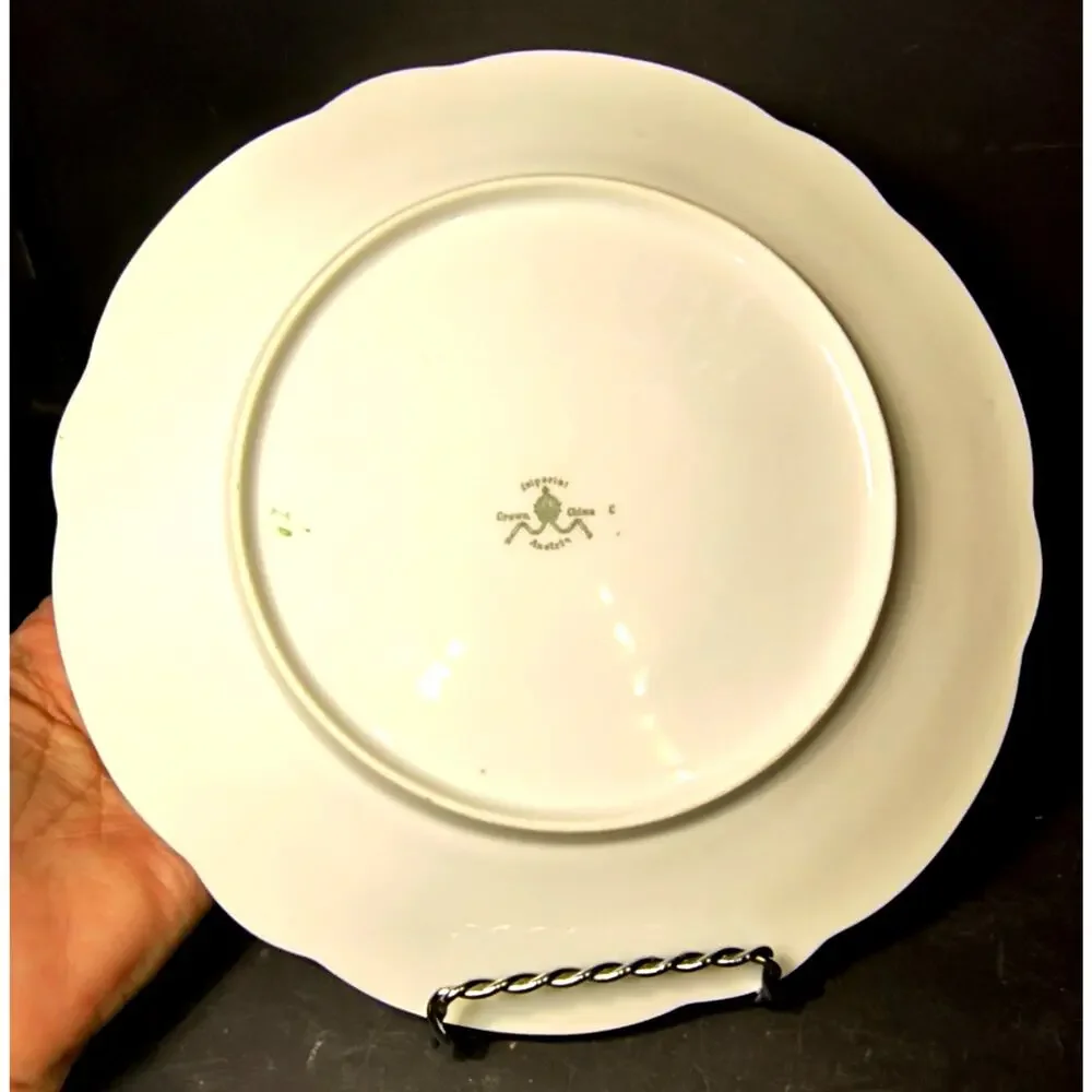 1908.  Porcelain Bread or Dessert Plate Imperial Crown China Austria Bawo Dotter